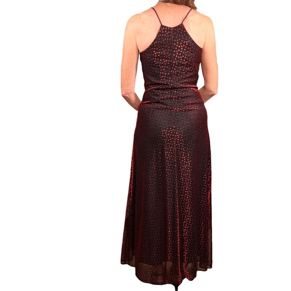 Betsey & Adam High Neckline Copper Red Shimmering Maxi Prom Cocktail Dre… - Picture 3 of 11